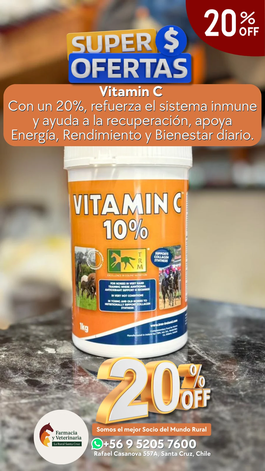Pieza digital de oferta de producto para Veterinaria La Rural.